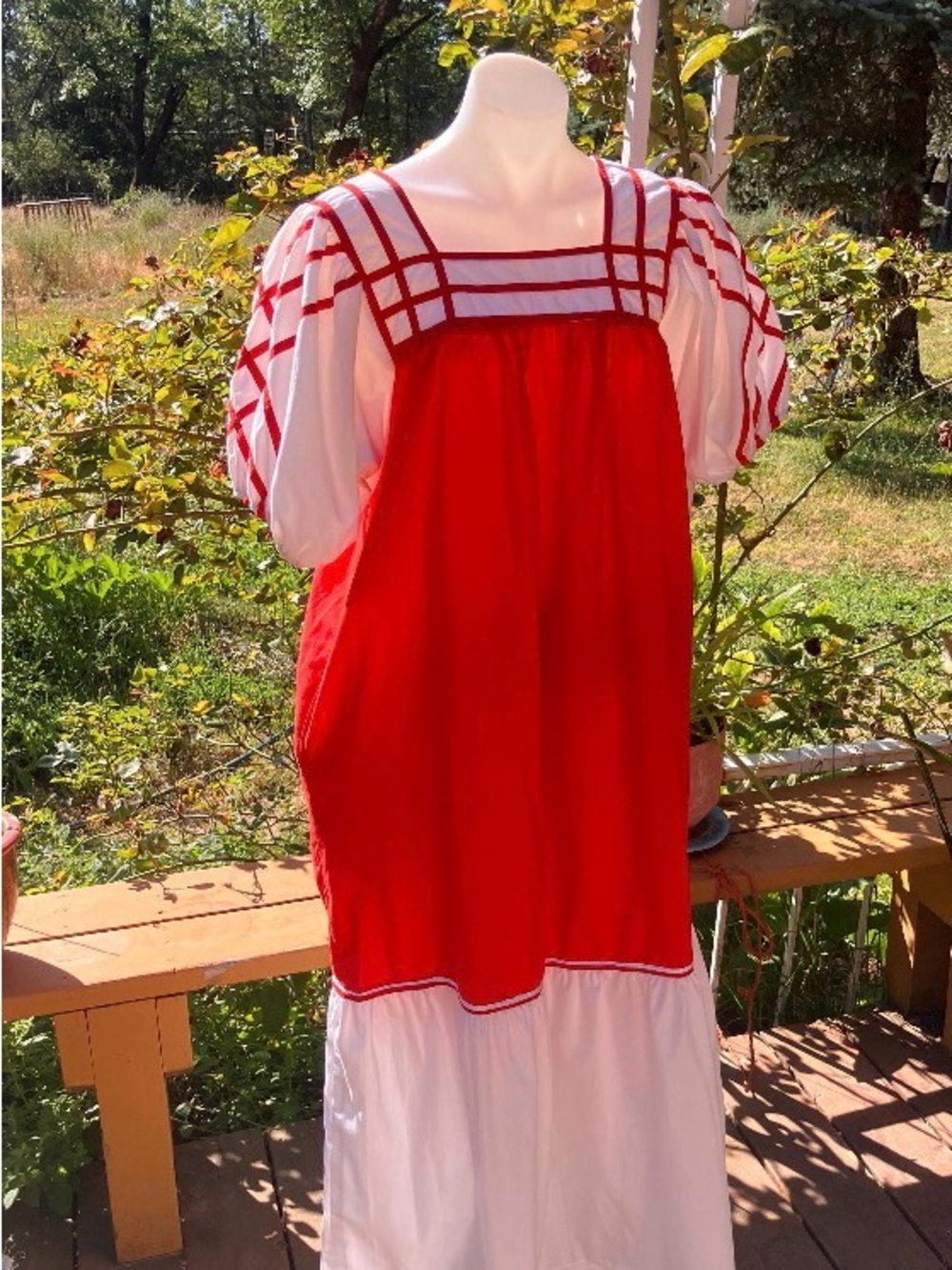 Joy of The Isles vintage prairie dress Oktoberfest Mumu 1960’s applique sleeve - Picture 7 of 8